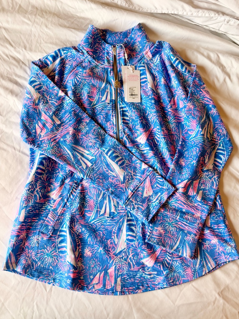 Lilly Pulitzer Skipper Popover in Boca Blue It’s a Sailabration, Sz L - Picture 2 of 2